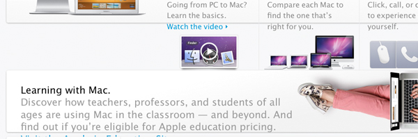 Screenshot of apple.com with increased font size and broken design